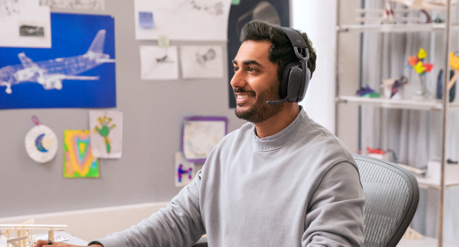 An angle image of a man wearing Zone Vibe 100