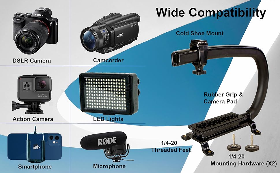 Fits All Camera, Camcorder, Action Camera, DSLR, mirrorless iPhone and Android Smartphones cold shoe
