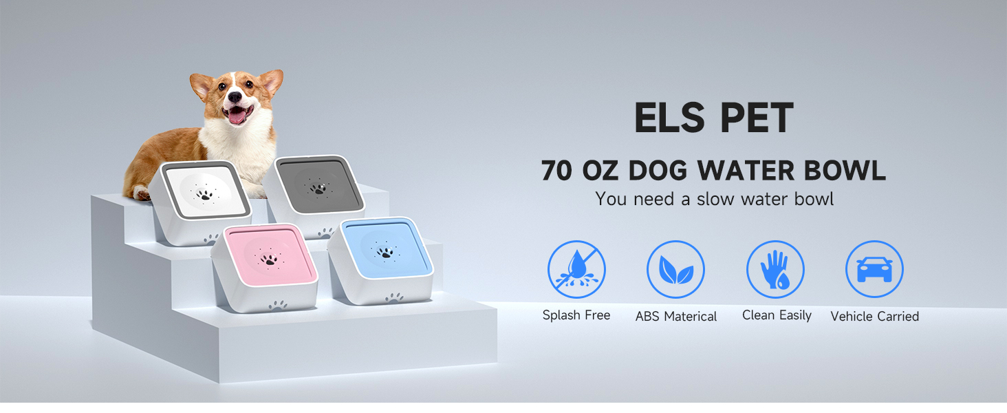 ELS PET Dog Water Bowl with Filter Dog Water Bowl