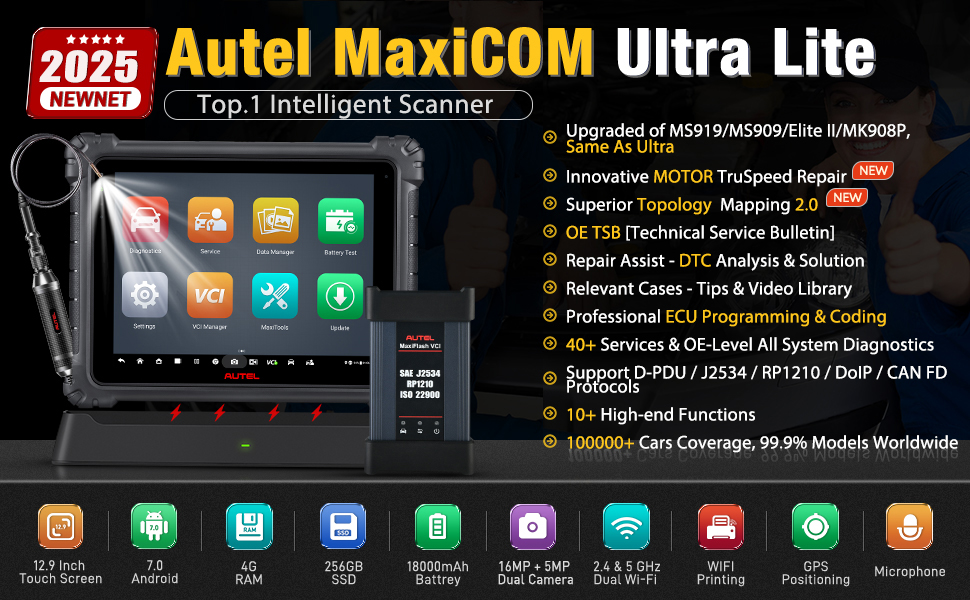 autel scanner maxicom maxisys ultra lite ms919 ms909 ms908s pro automotive diagnostics scan tool