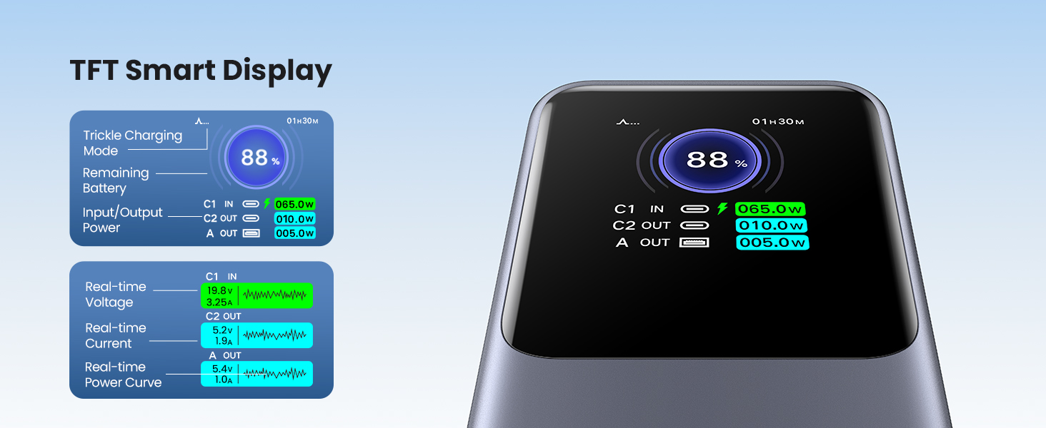 cargador portátil pantalla inteligente