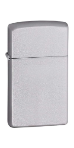Zippo Lighter, Plain, Slim, 1605, Satin Chrome, Genuine Imported