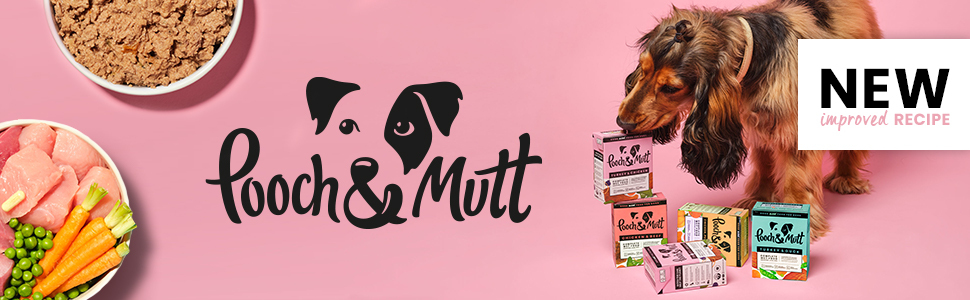 Pooch & Mutt - Chicken & Beef Pack of Complete Wet Dog Food, Dry Dog Food Topper, 12x375g CPP Header