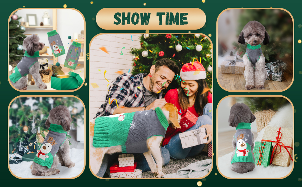 SKXEO Christmas Dog Jumper Snowflake Reindeer Pattern Small Medium Large Dog Jumper