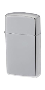Zippo Lighter, Slim, Plain, Chrome, Polish, 1610
