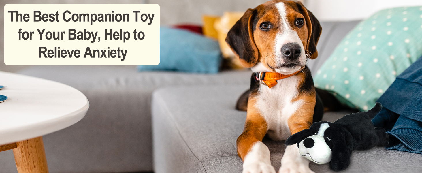 IFOYO Puppy Heartbeat Stuffed Toy, Puppy Calming Create Training Sleep Aid Behavioral Aid Dog Toys Pet Anxiety Relief and Calming Aid (Black) 1