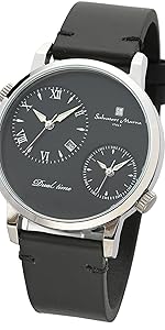 Salvatore Mala Dual Time Watch for Men Women Black