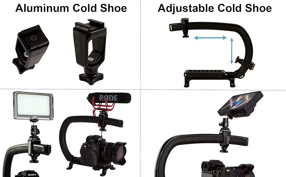 Camera stabilizer Cold Shoe Accessory Mounts Video Lights, LED Lights Microphones field monitor 
