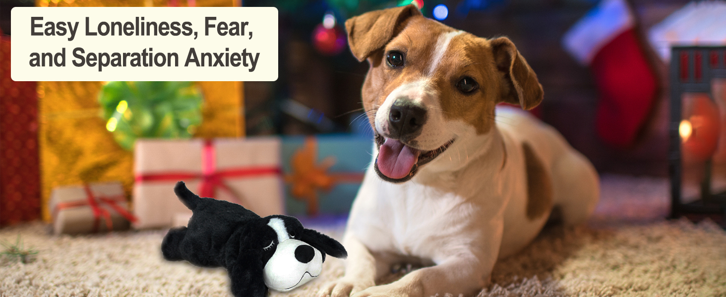 IFOYO Puppy Heartbeat Stuffed Toy, Puppy Calming Create Training Sleep Aid Behavioral Aid Dog Toys Pet Anxiety Relief and Calming Aid (Black) 1