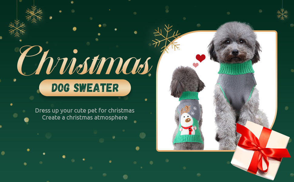 SKXEO Christmas Dog Jumper Snowflake Reindeer Pattern Dog Christmas Jumpers