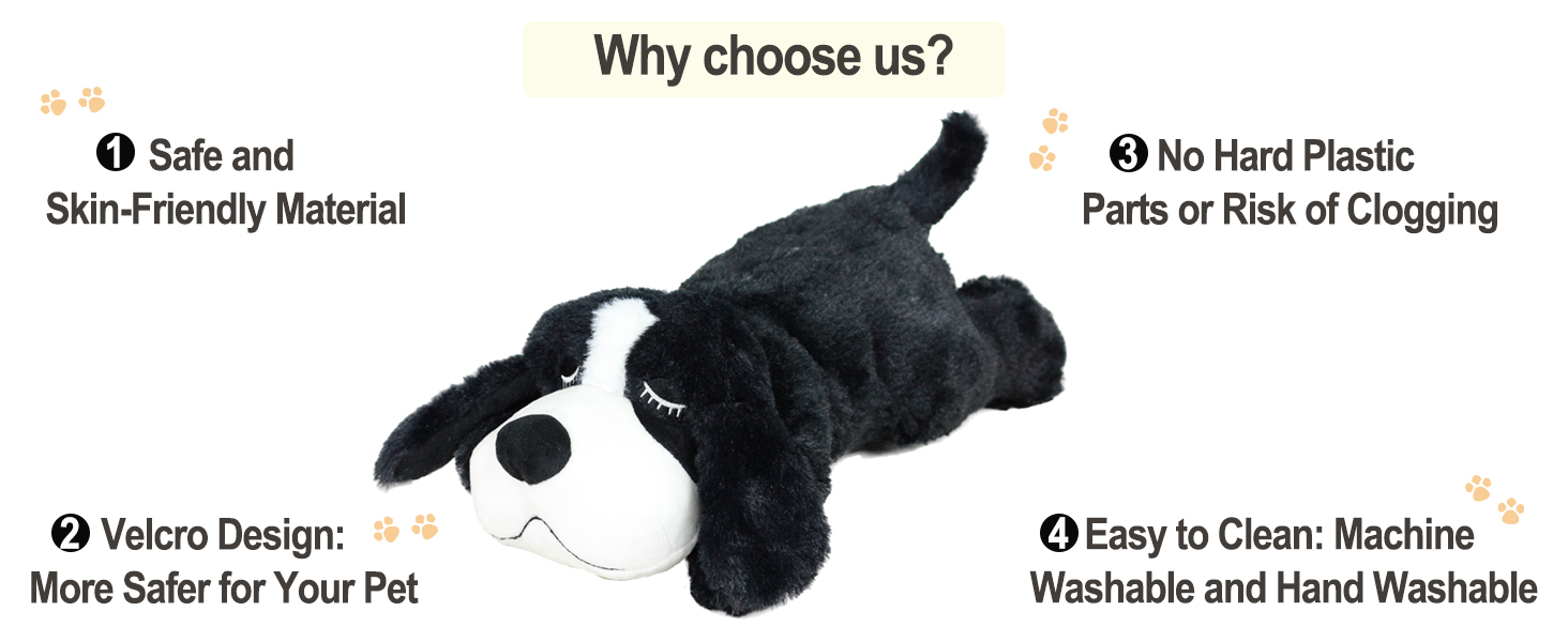 IFOYO Puppy Heartbeat Stuffed Toy, Puppy Calming Create Training Sleep Aid Behavioral Aid Dog Toys Pet Anxiety Relief and Calming Aid (Black) 1