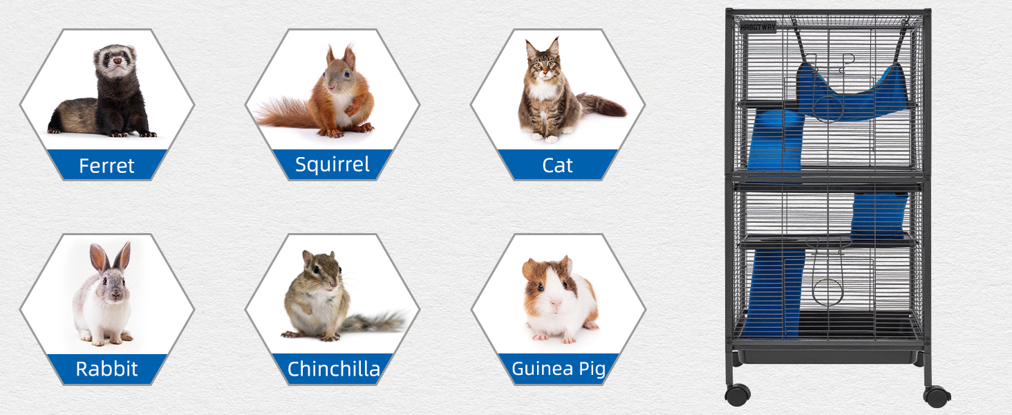 Small animal cages are suitable for different pets