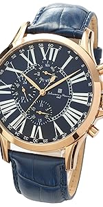 Salvatore Mala Big Face Multi Calendar Leather Strap Men's Watch