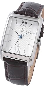 Salvatore Remala Men's Women's Watch with Eyelet Cut Glass Leather Strap Analog Quartz