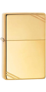 Zippo Lighter, Plain, Flat Top, 9.5 inches (270 cm), Brass Polish, Genuine Import