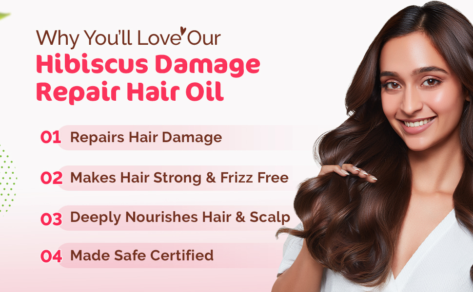 Mamaearth Hibiscus Damage Repair Hair Oil with Hibiscus &amp; Curry Leaves for Strong