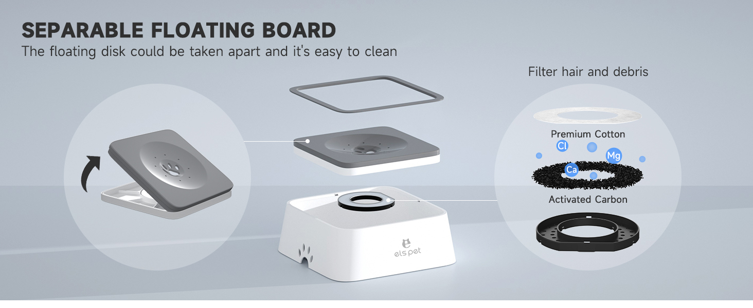 ELS PET Dog Water Bowl with Filter Dog Water Bowl