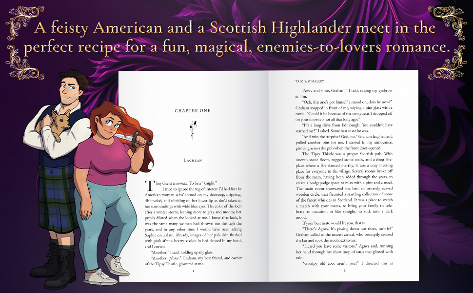 A feisty American and a Scottish Highlander meet in a fun, magical, enemies-to-lovers romance.