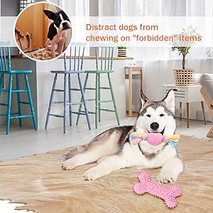 JYPS Puppy Dog Teething Toys, 4pcs Puppy Chew Toy Set with Ball and Cotton Ropes rope toys for puppies